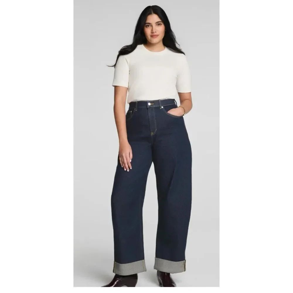SPANX Authentic 360
Cuffed Horseshoe Jeans In Marina Size 1X Petite Tall~ NWT